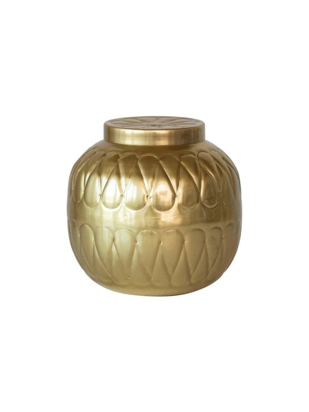 Decorative Debossed Metal Container NEW Gold Finish Home Decor Shelf Decor